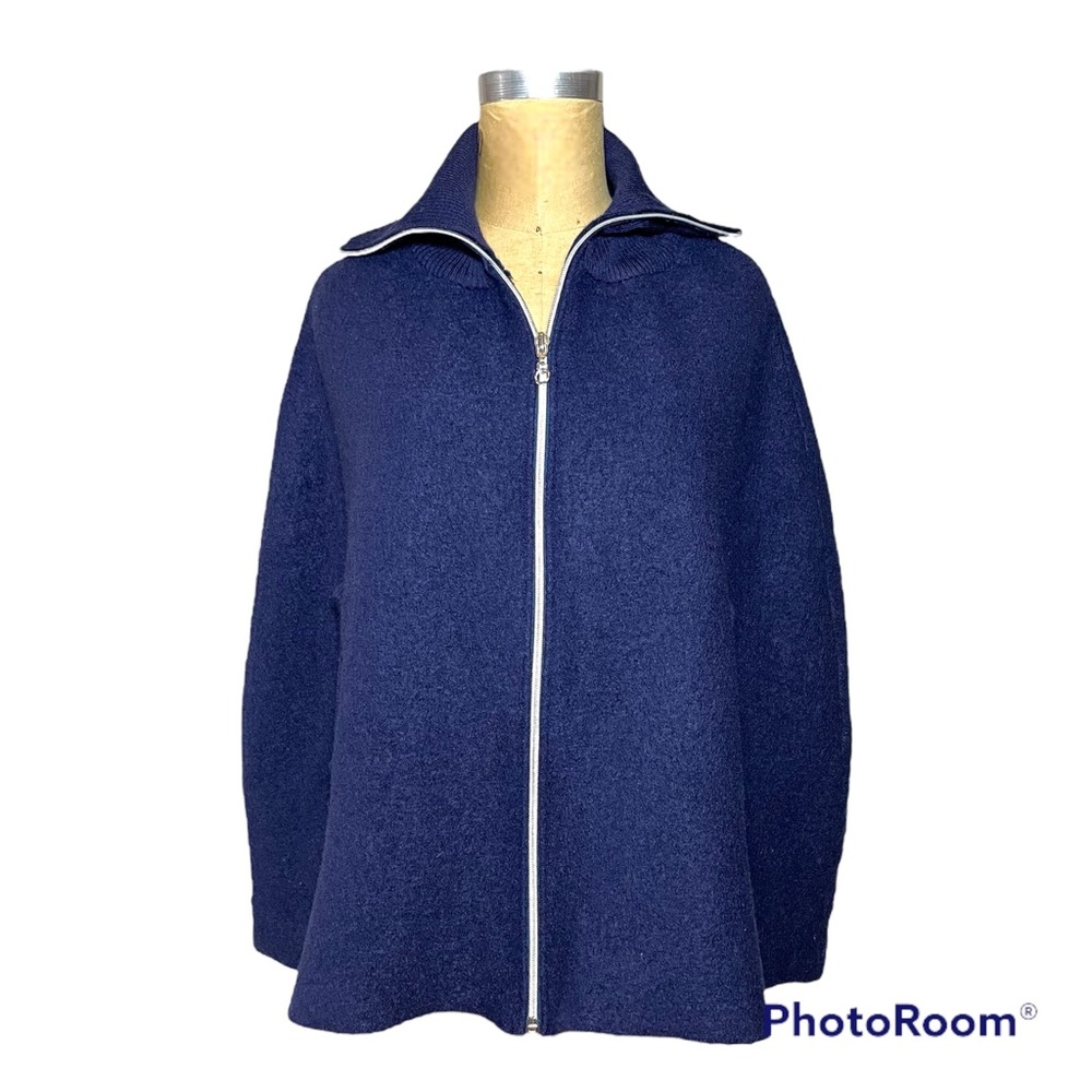 Royal blue cape with silver zipper